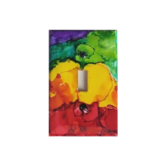 Hand Crafted Abstract Design Single Toggle Light Switch Plate - Picture 2 of 2